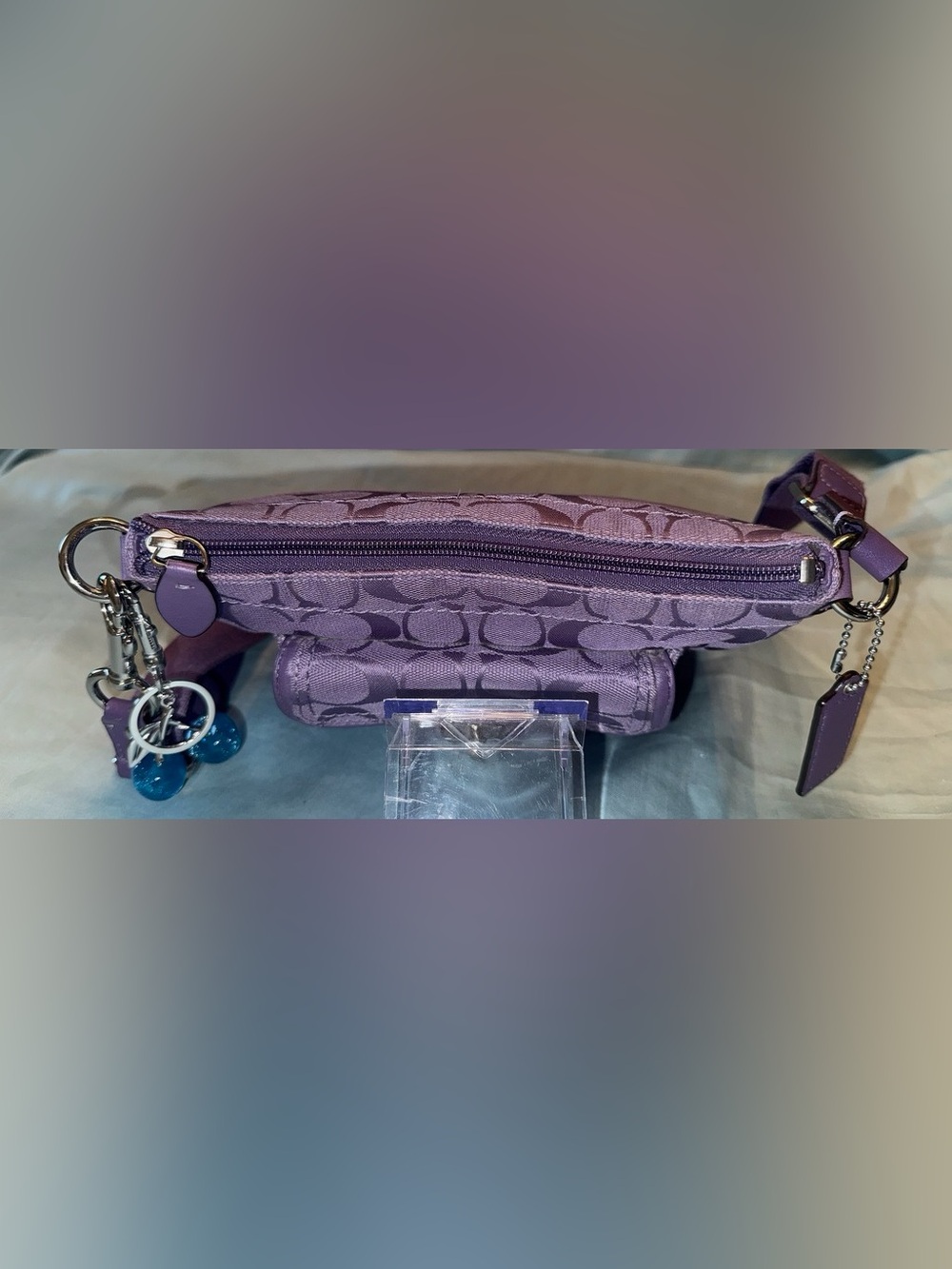 Coach Purple Signature Crossbody Zip Top Closure with Turnlock Pocket - Picture 5 of 9